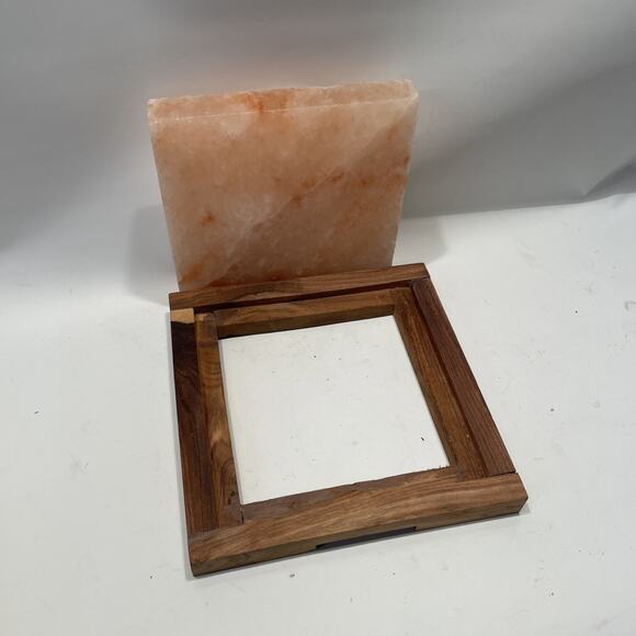 Himalayan Pink Rock Salt Block for Grilling, Searing, Cooking, BBQ & Wood Frame - Picture 2 of 9